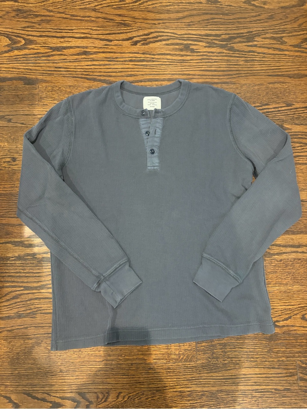 Buck Mason Men's Vintage Thermal Long-Sleeve Henley - Charcoal Gray